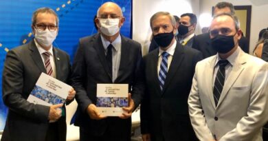 Secretário de Educação Básica do MEC, Mauro Rabelo; Ministro da Educação, Milton Ribeiro; Felipe Felisbino e Raphael Bianchini