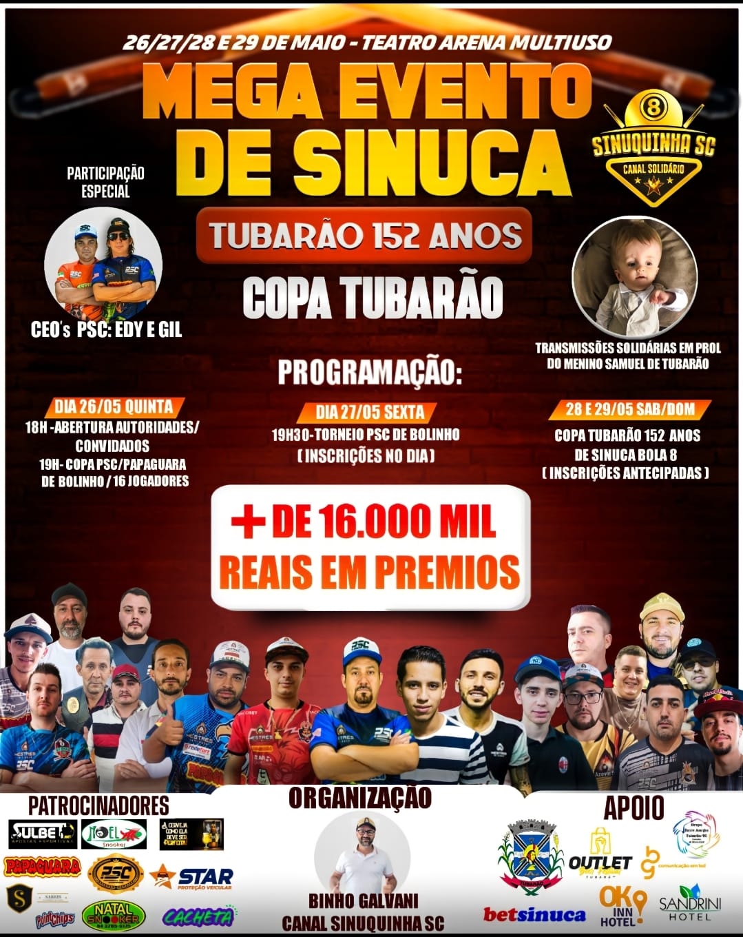 Torneio de sinuca abre programação festiva em comemoração aos 88