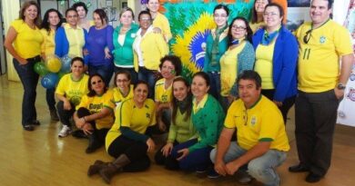 Equipe da Fundação se vestiu com as cores do Brasil