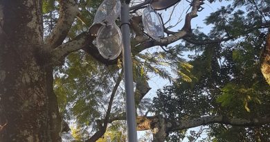 Lâmpadas foram furtadas e postes depredados