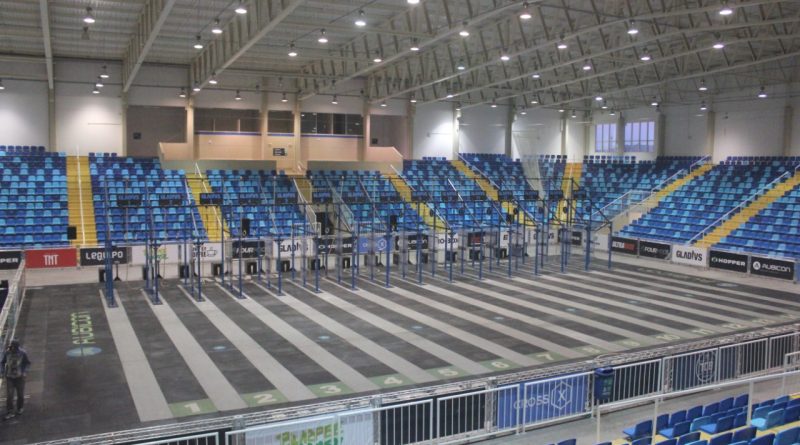 Cinquenta toneladas de equipamentos estão quase 100% montadas na Arena Multiuso.