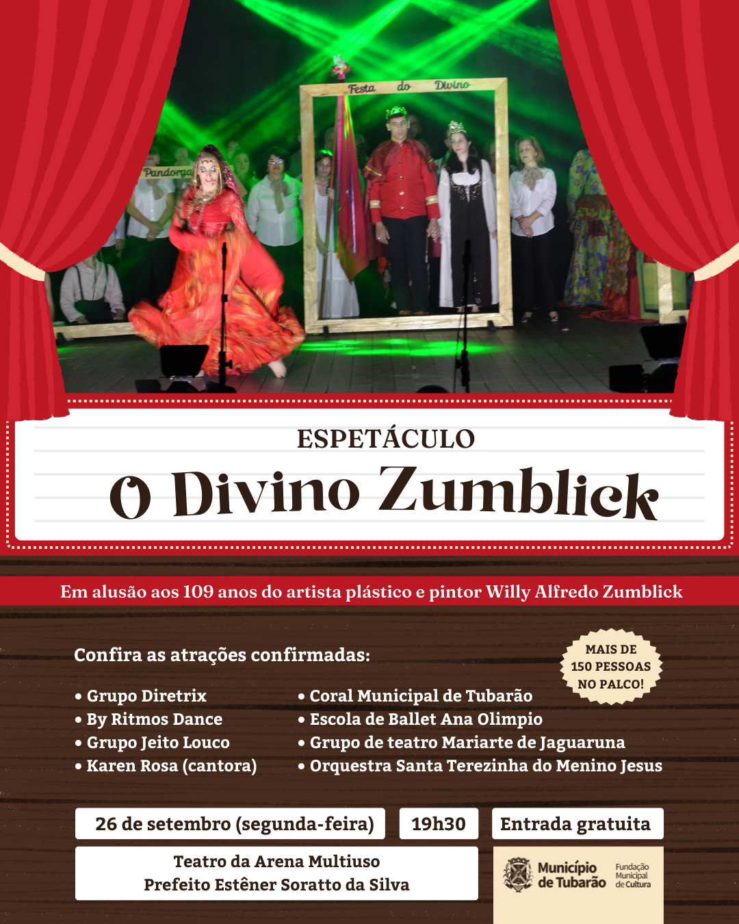 Arena de Eventos tem teatro gratuito dias 22 e 29/4