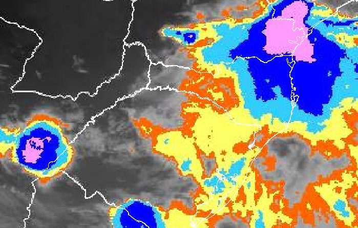 Condições climáticas da região capturadas por satélite.