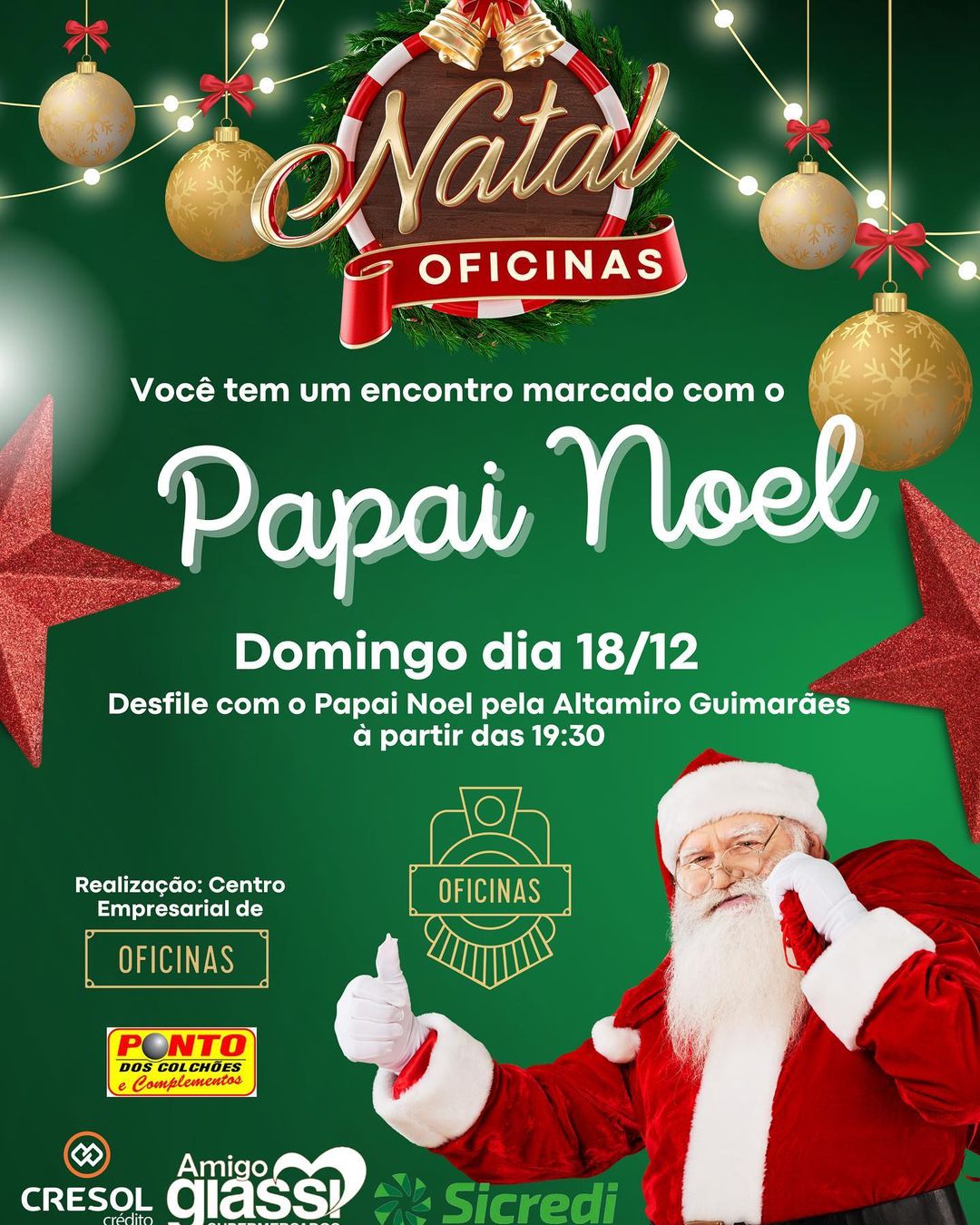 Desfile com o Papai Noel acontece neste domingo (18) na avenida Altamiro  Guimarãe - Prefeitura de Tubarão