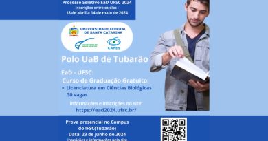 Inscrições para Processo Seletivo para Licenciatura em Ciências Biológicas no EaD/UFSC estão abertas